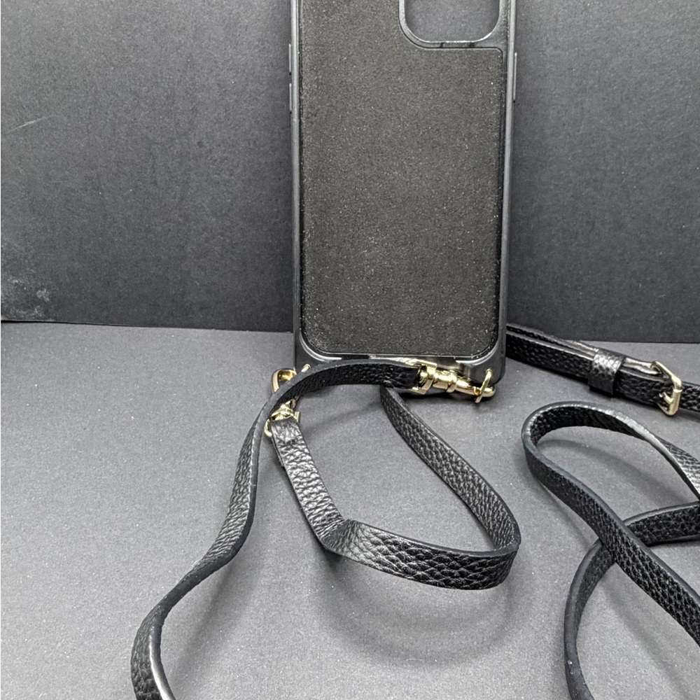 Bandolier Stylish Black Leather iPhone 12 Pro Max Case with Strap - Picture 4 of 5